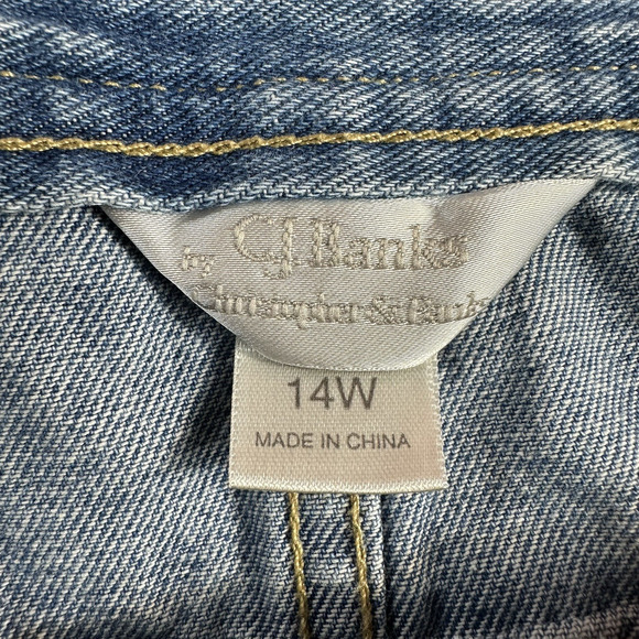 CJ Banks Denim Skirt Size 14 W Blue Jean Long Modest Maxi Back Slit 35x34 - Picture 7 of 9